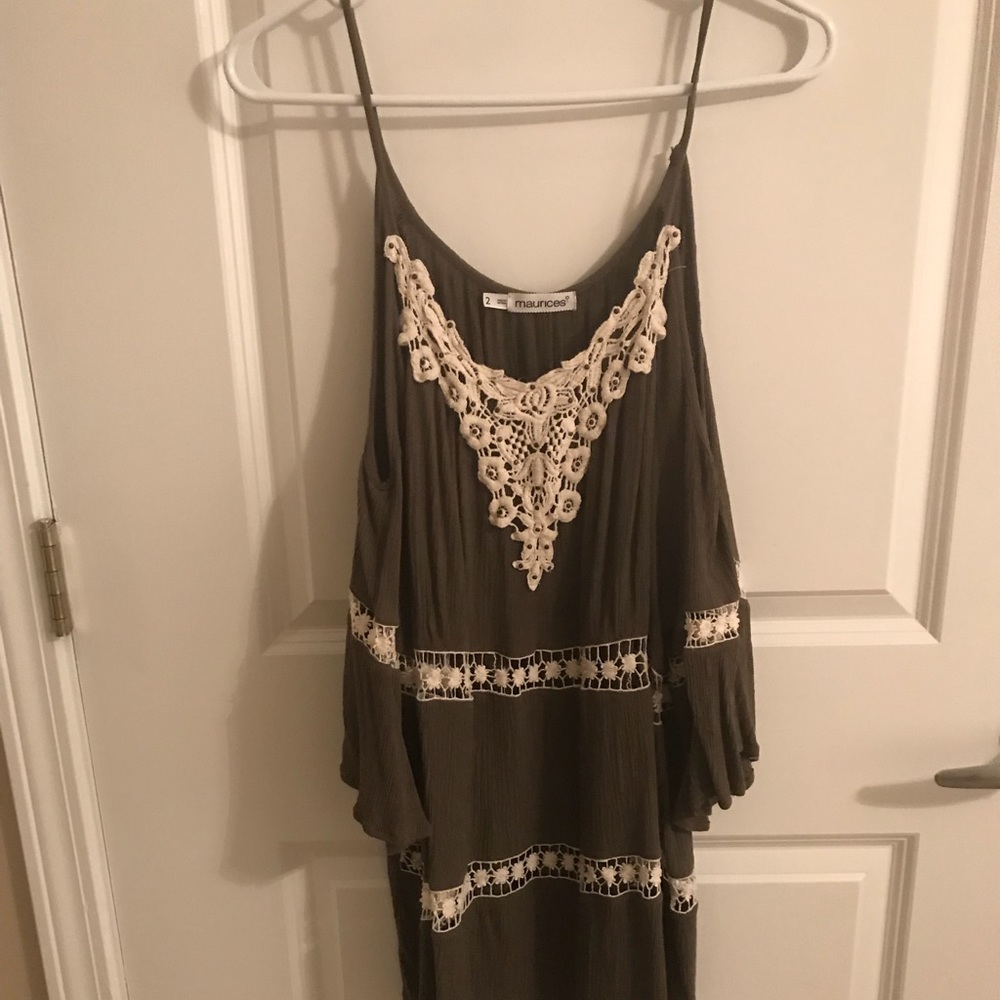 Olive cold shoulder top
